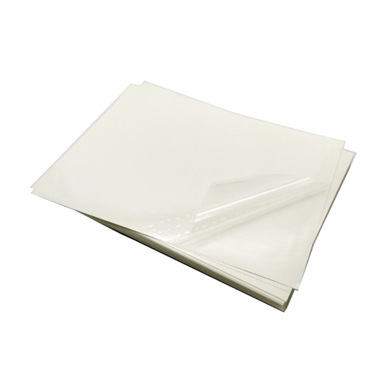 Film PET transparent 36um/colle amovible/doublure glassine blanche 60g